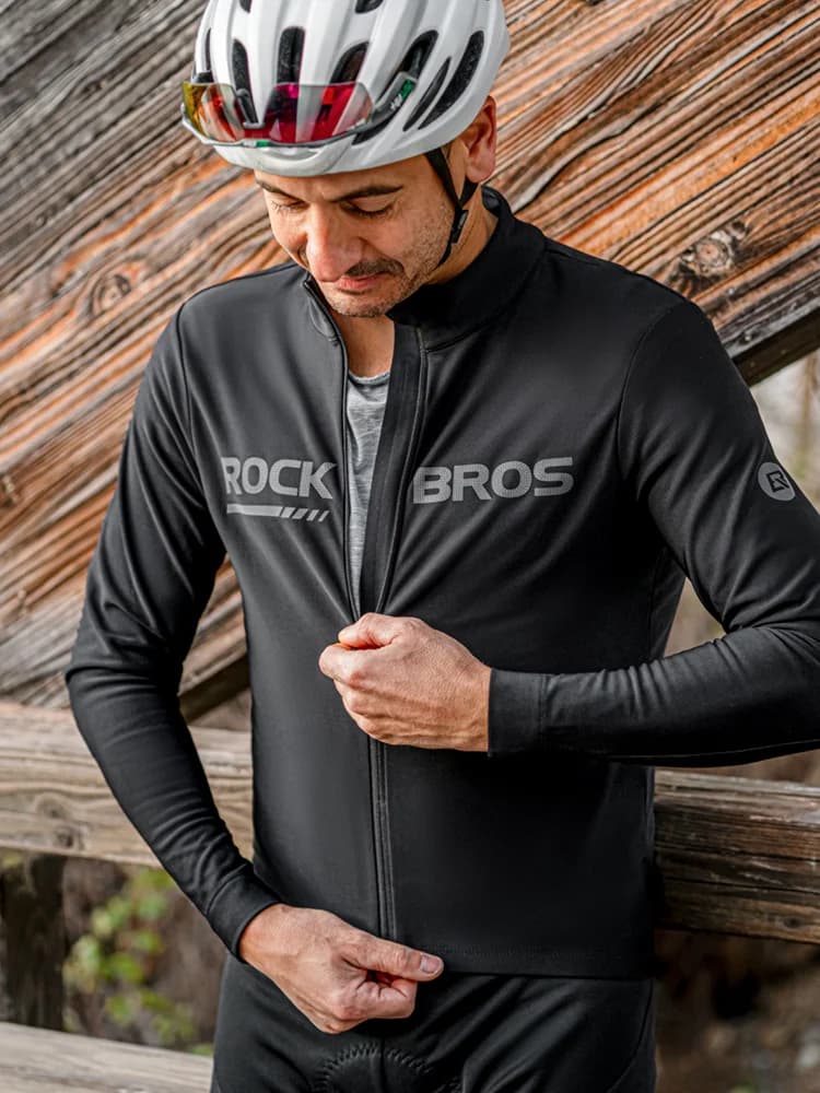 Jaqueta de Ciclismo Térmica de Inverno com Manga Longa em Fleece