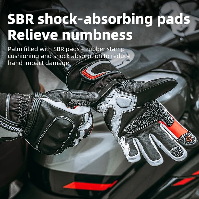 Luvas de Motocicleta à Prova de Vento e Impacto em Pele de Carneiro para Inverno