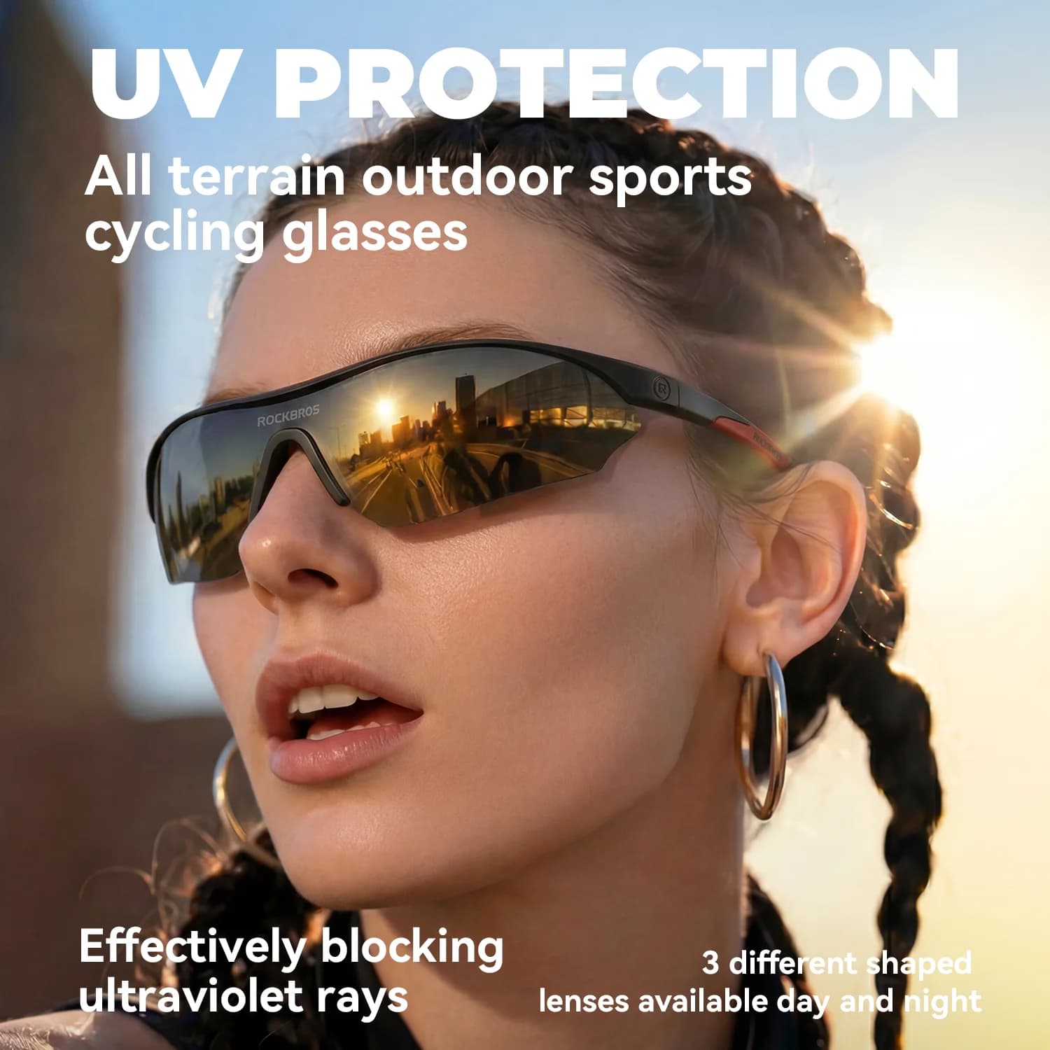 Óculos de Sol Polarizados para Ciclismo com Duas Lentes Extras