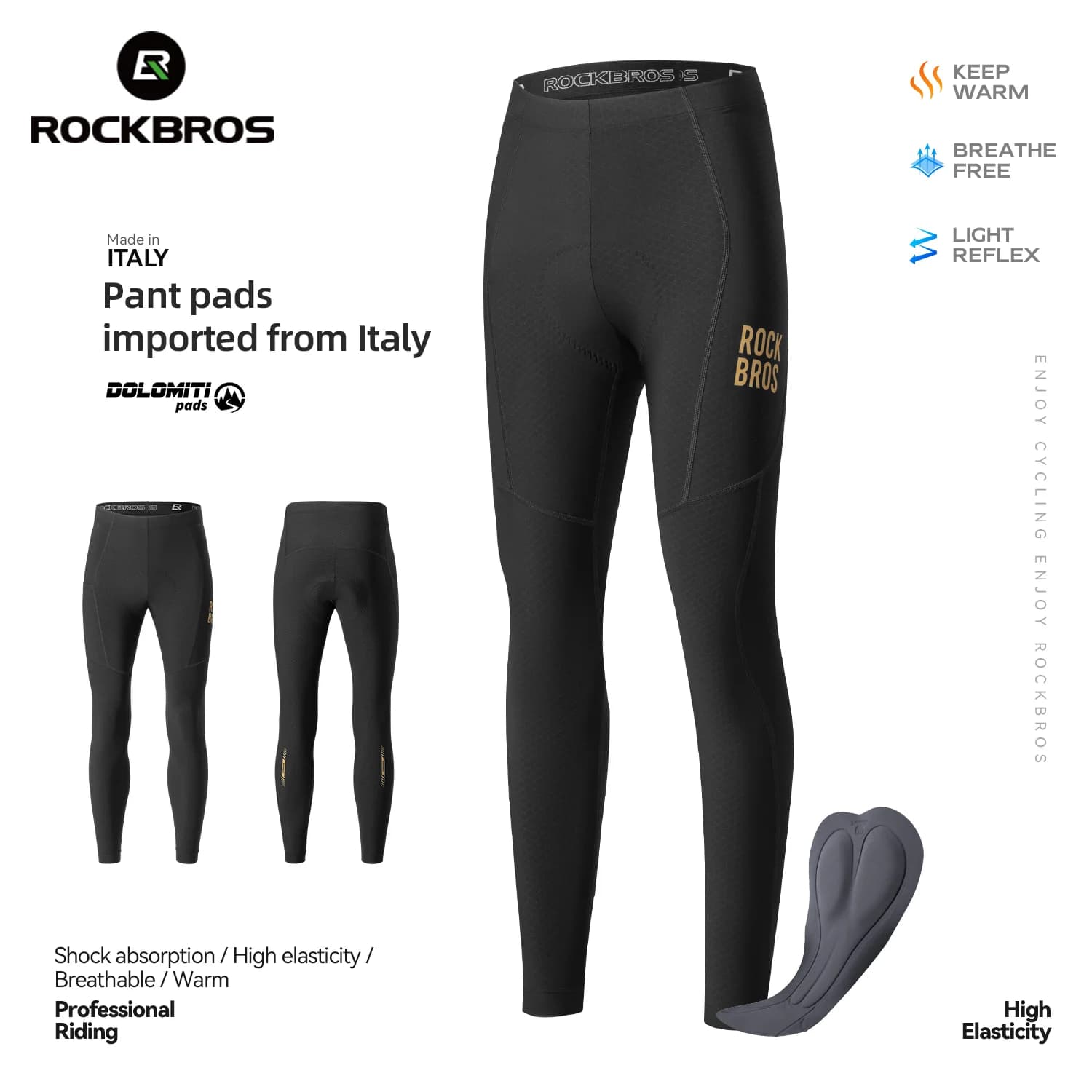 Calças de Ciclismo Longas Térmicas Fleece Corta-Vento