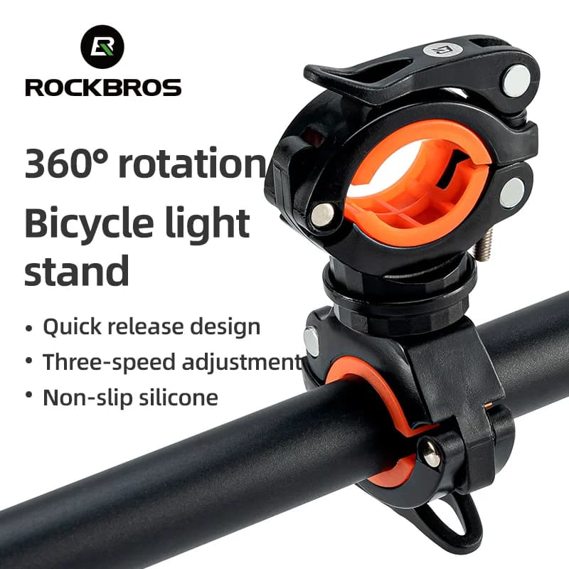 Suporte de Luz de Guidão de Bicicleta com Liberação Rápida e Rotação 360°