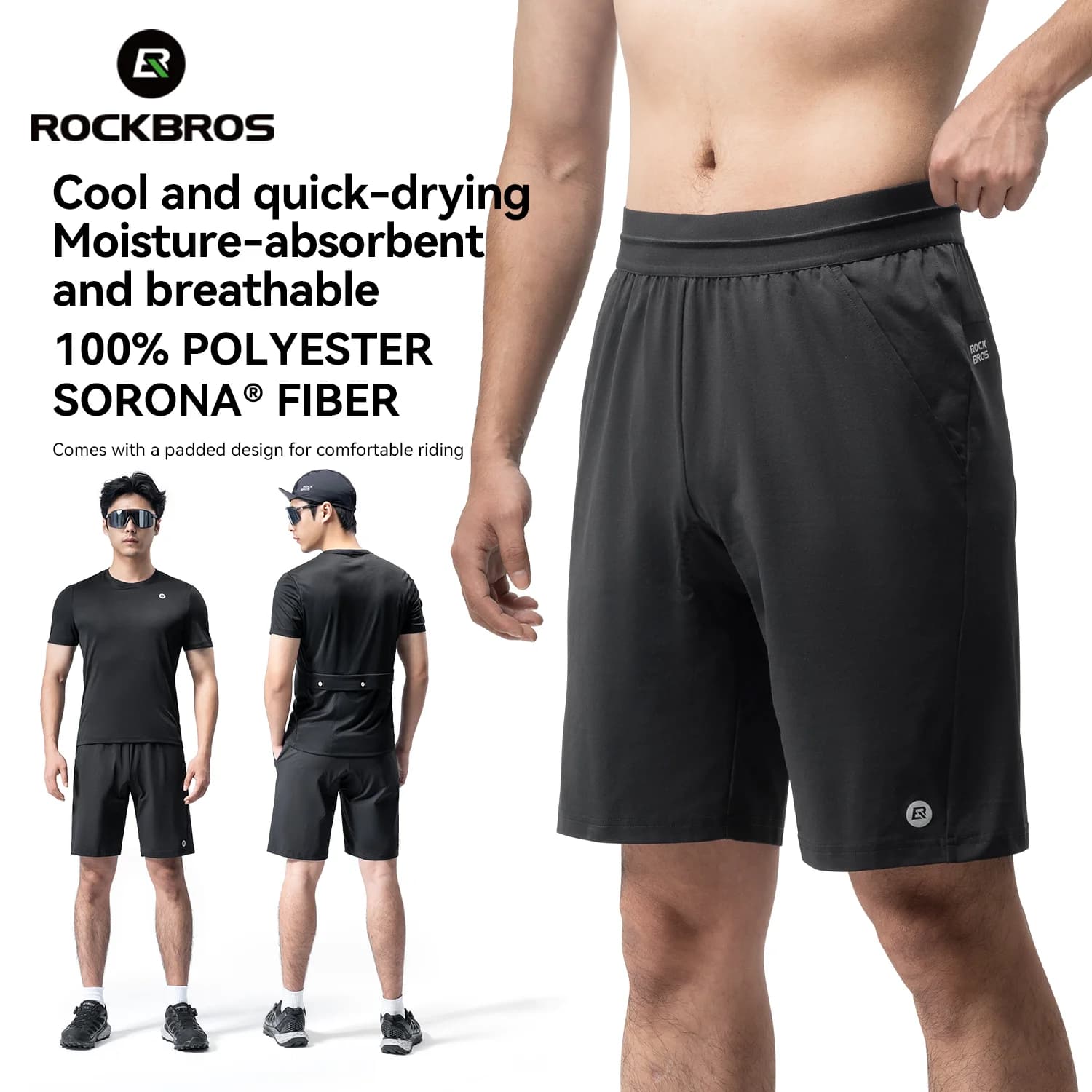 Bermuda de Ciclismo Casual Masculina de Verão com Almofada