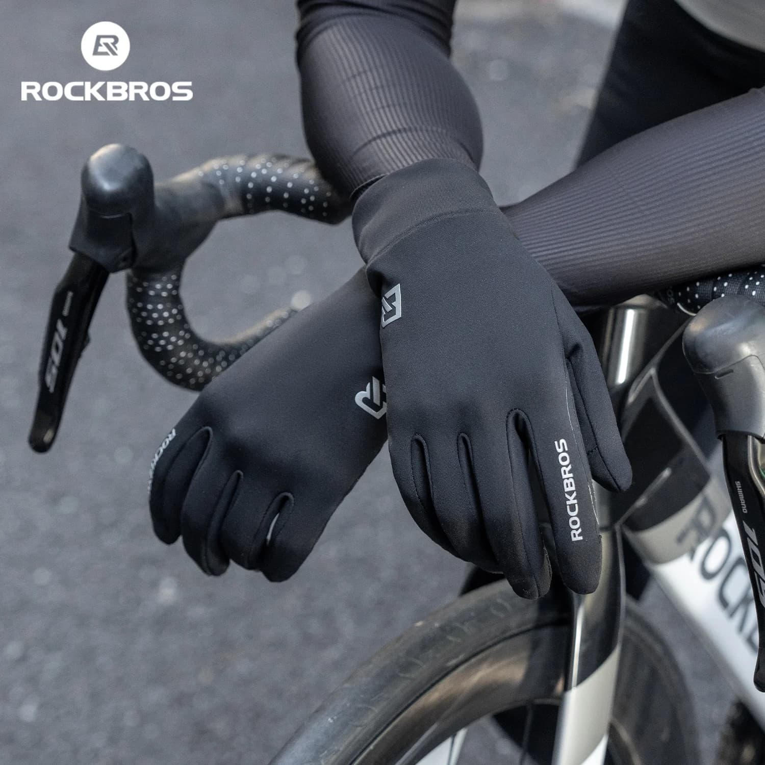 Luvas de Ciclismo Longas à Prova de Vento com Forro em Fleece