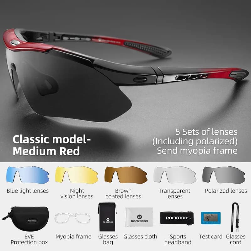 Óculos de Sol Polarizados para Ciclismo com 5 Lentes