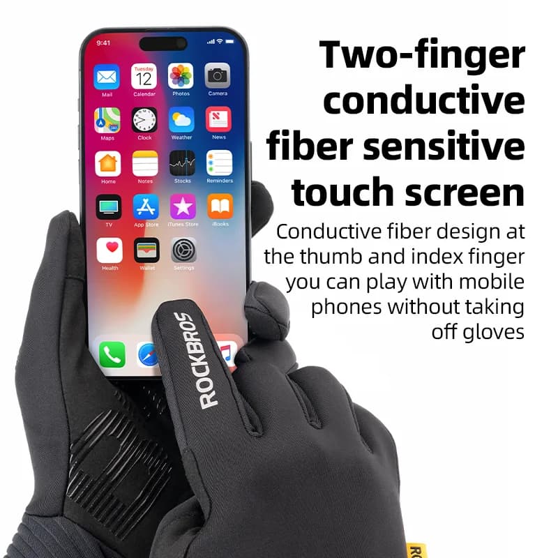 Luvas de Ciclismo Corta-Vento em Fleece com Compatibilidade Touch Screen